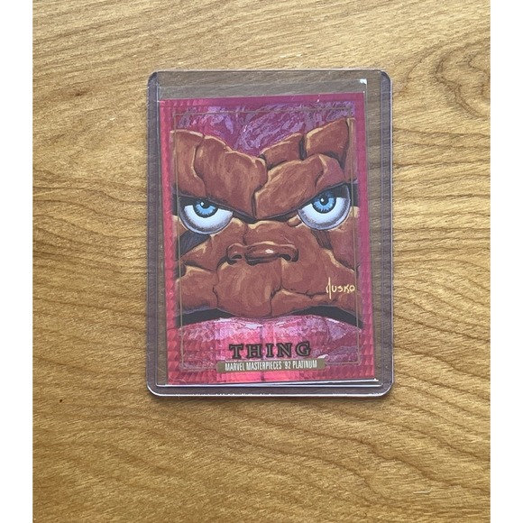 2024 Upper Deck Marvel Masterpieces '92 Platinum Thing #91 Red Prism 41/492 Card